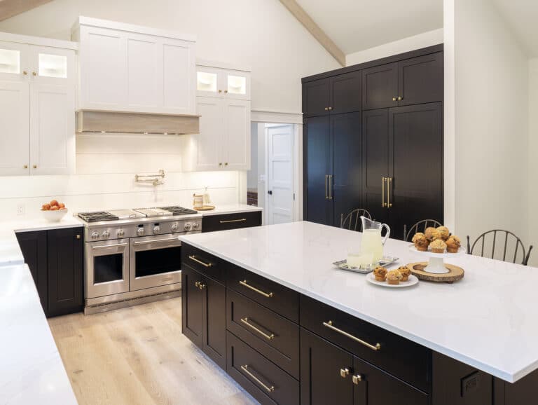Black White Transitional Farmhouse Kitchen