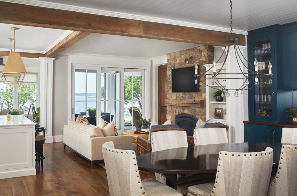 Transitional Cottage Living Dining Room