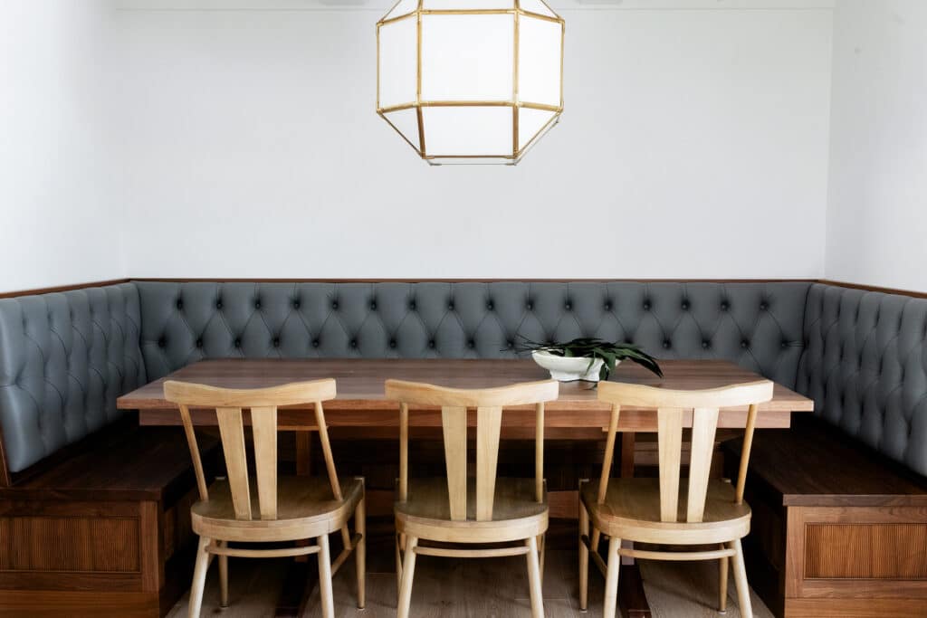 Island for Days Grey Wood Built In Banquette