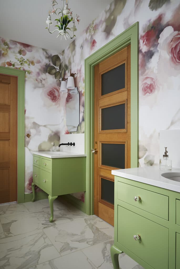 Eclectic Kids Bathroom Green Furniture Vanity