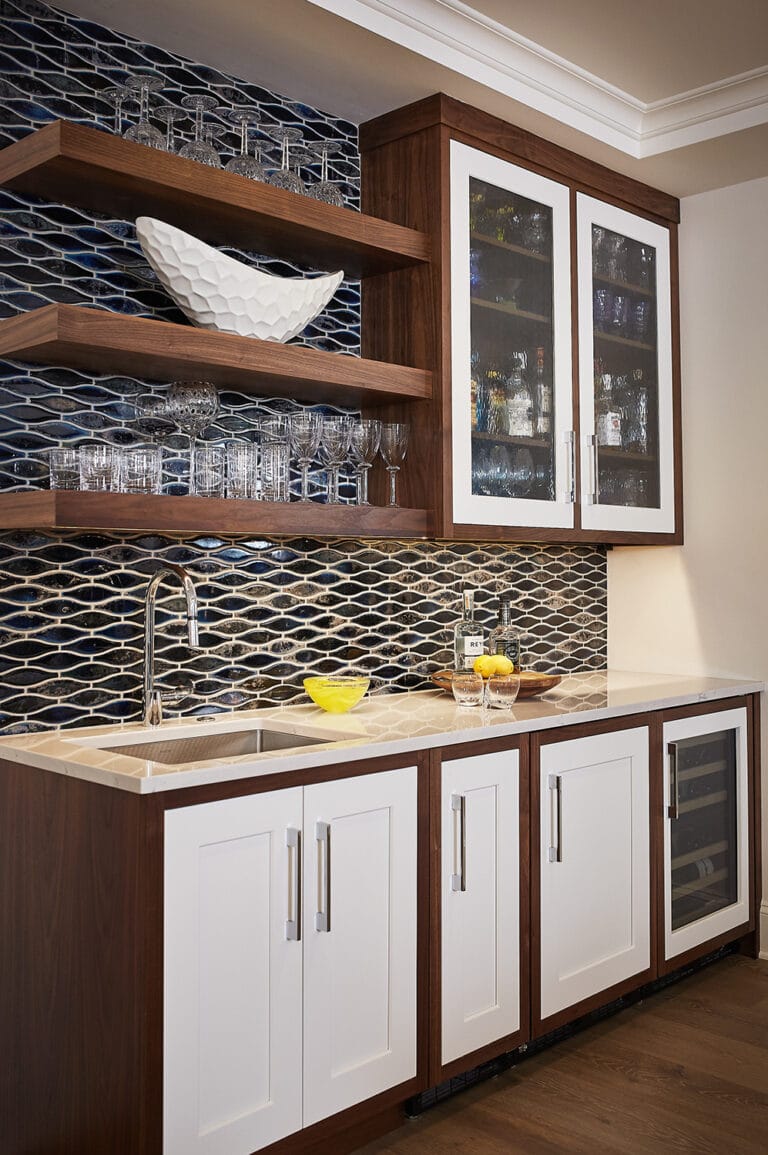Contemporary White Walnut Kitchen Bar
