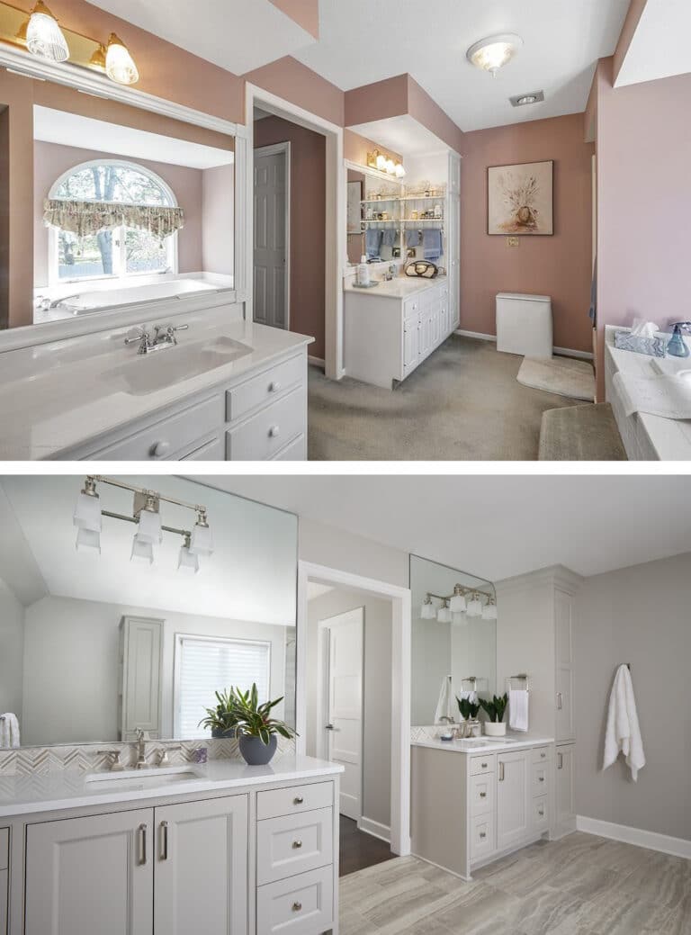 Dark to Light Remodel Master Bathroom Before After