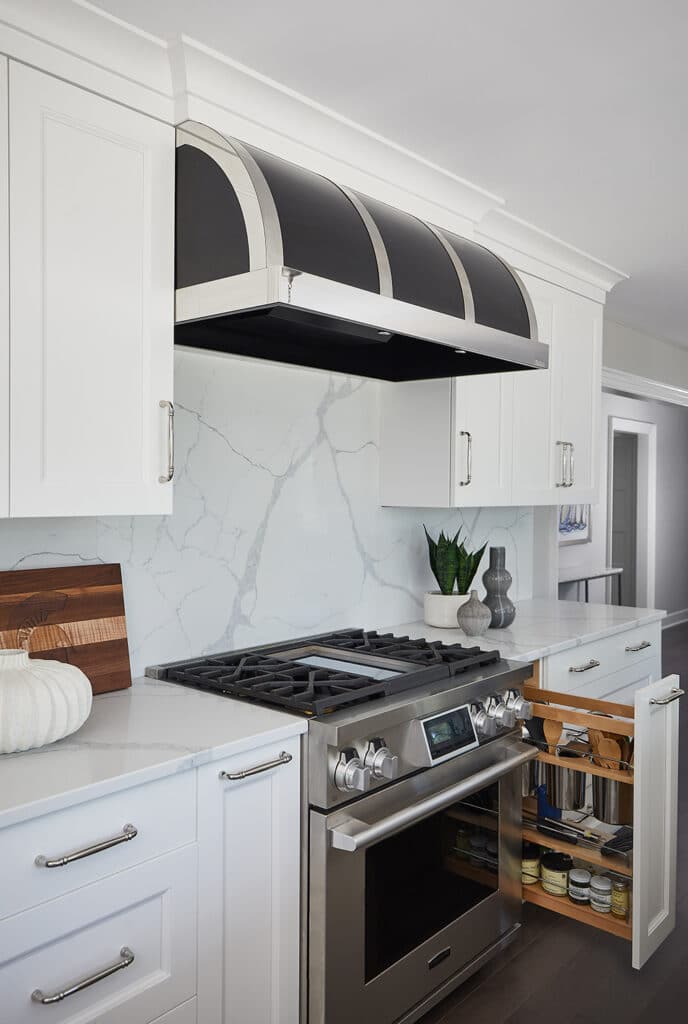 Dark to Light Remodel Transitional Kitchen Spice Storage