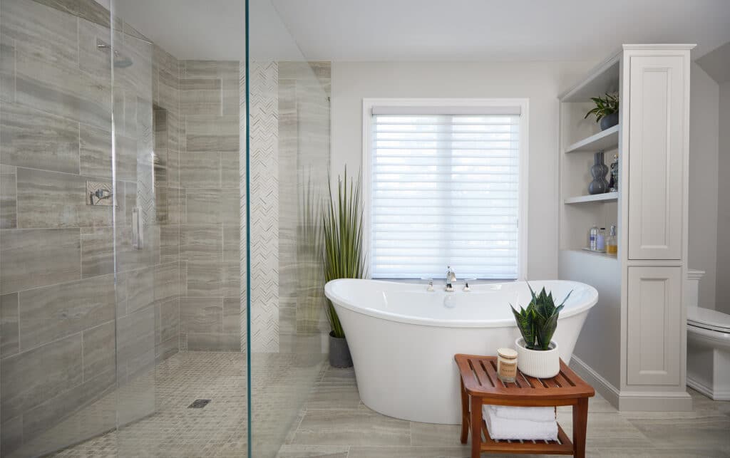 Dark to Light Remodel Grey Master Bathroom