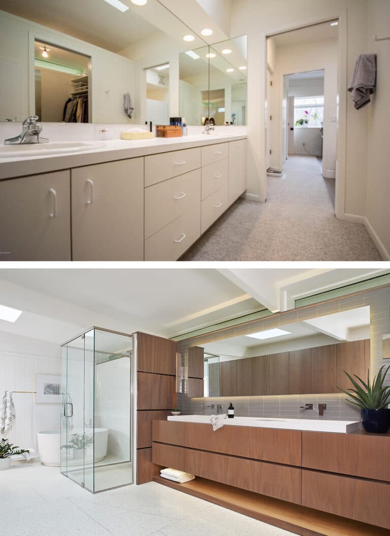 Global Remodel Mid Century Modern Master Bathroom Before After