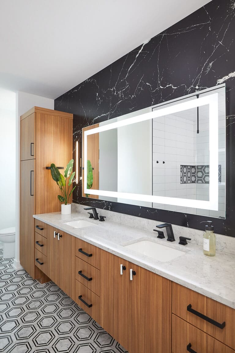 Modern Black White Bathroom Wood Floating Vanity