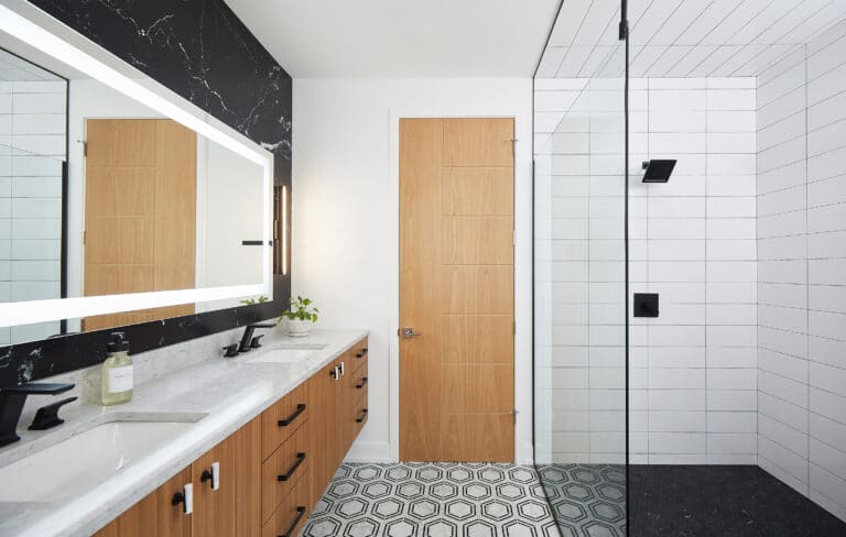 Modern Black White Bathroom Wood Floating Vanity