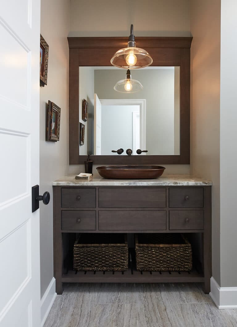 Modern Farmhouse Powder Room Wood Furniture Vanity