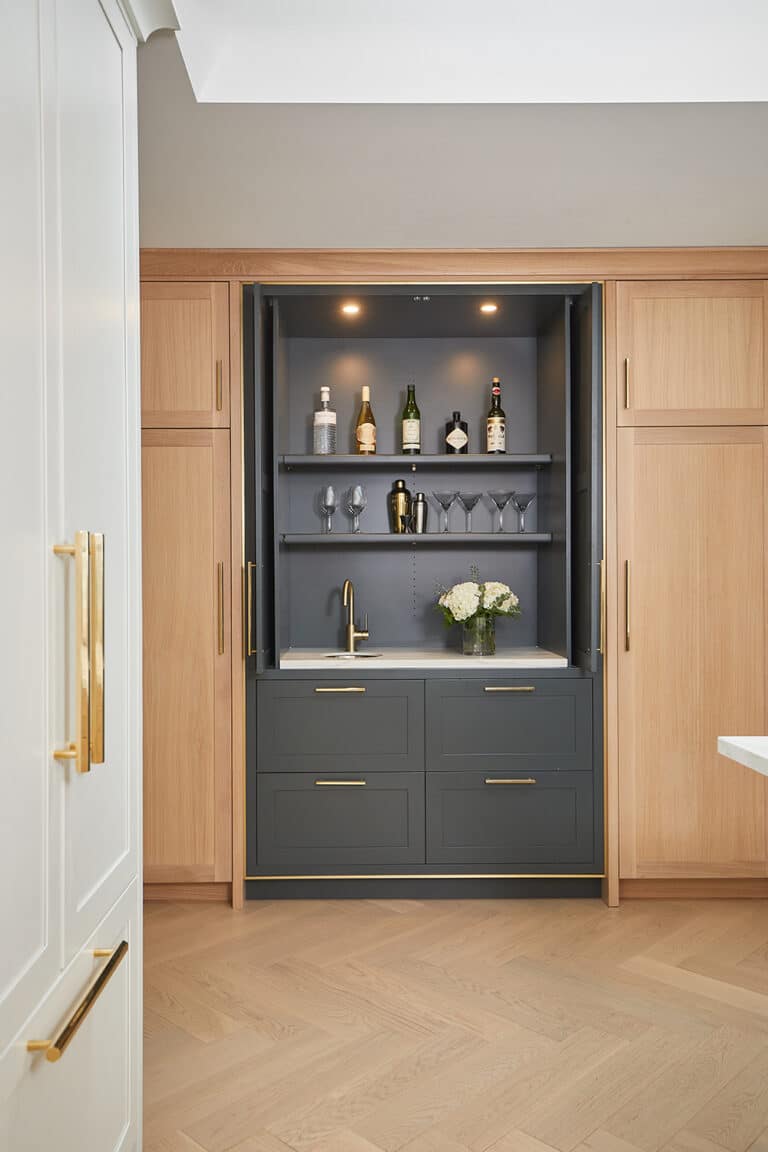 Modern Green Hidden Kitchen Wet Bar