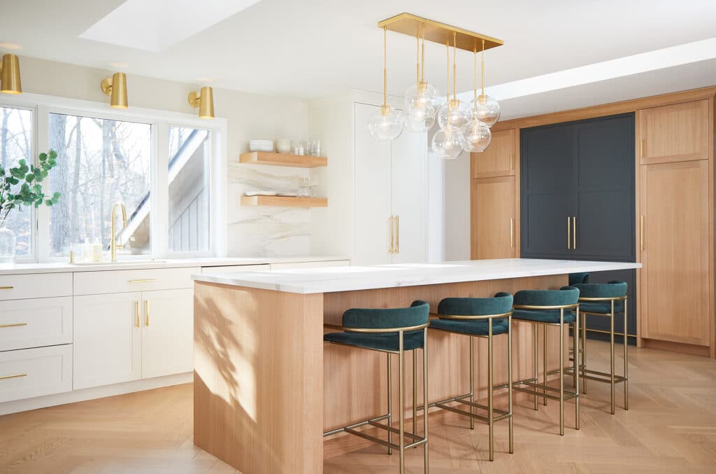 Modern Green Oak Cabinets Gold White Kitchen