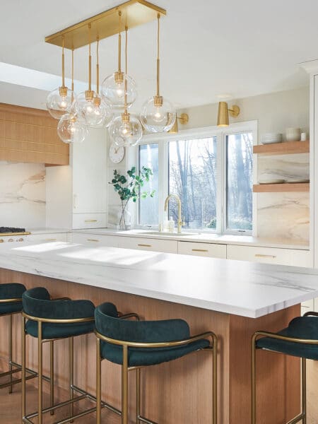 Modern Green Oak Cabinets Gold White Kitchen