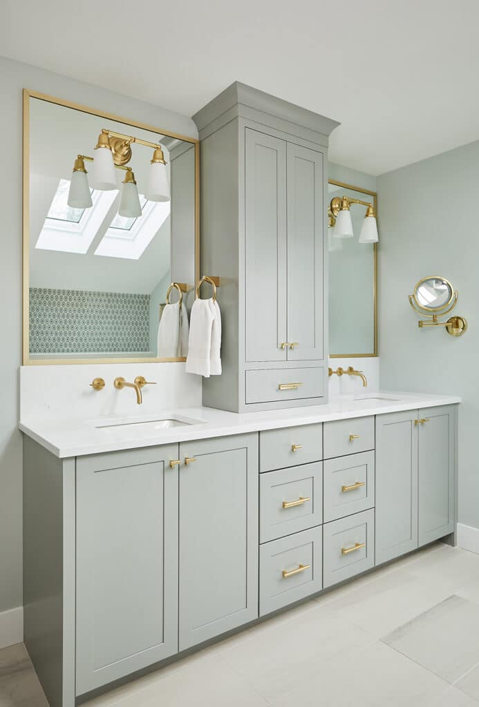 Modern Grey Gold Master Bathroom Vanity Double Sink