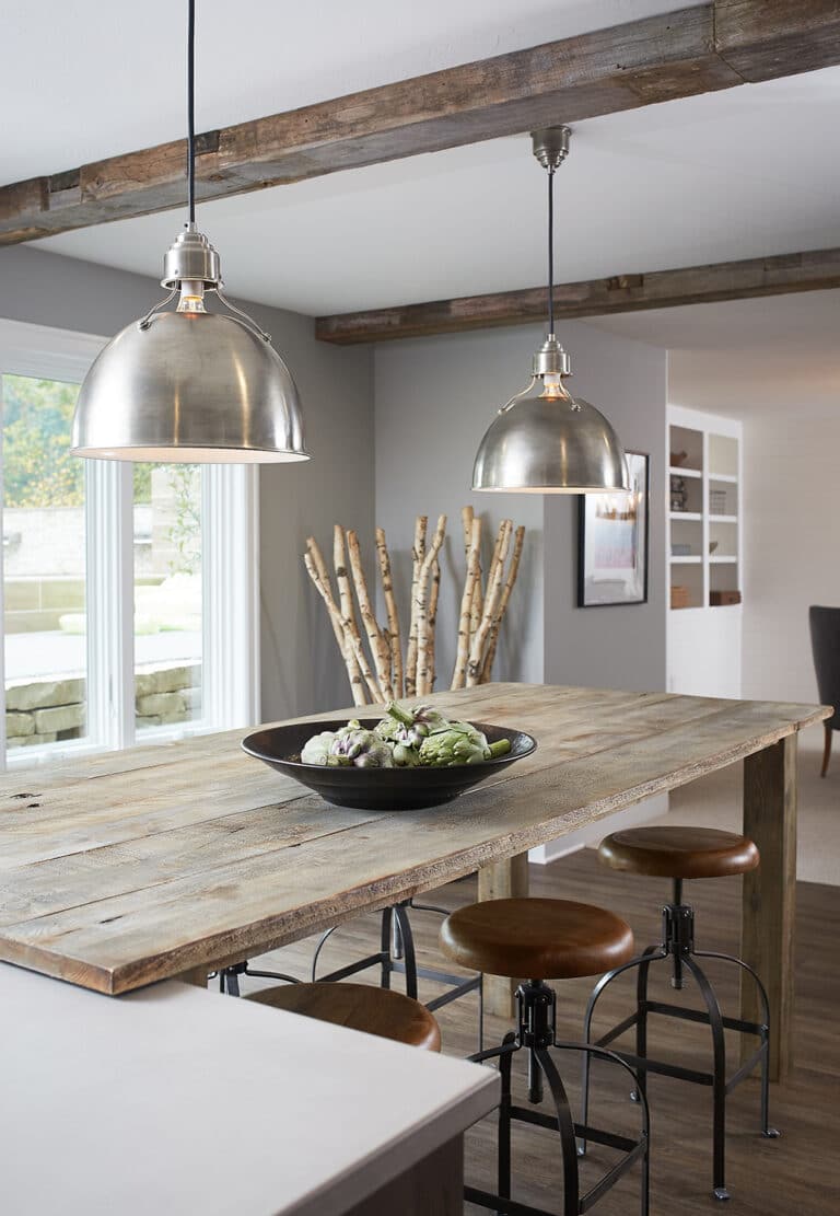 Rustic Modern Farmhouse Basement Bar with Island