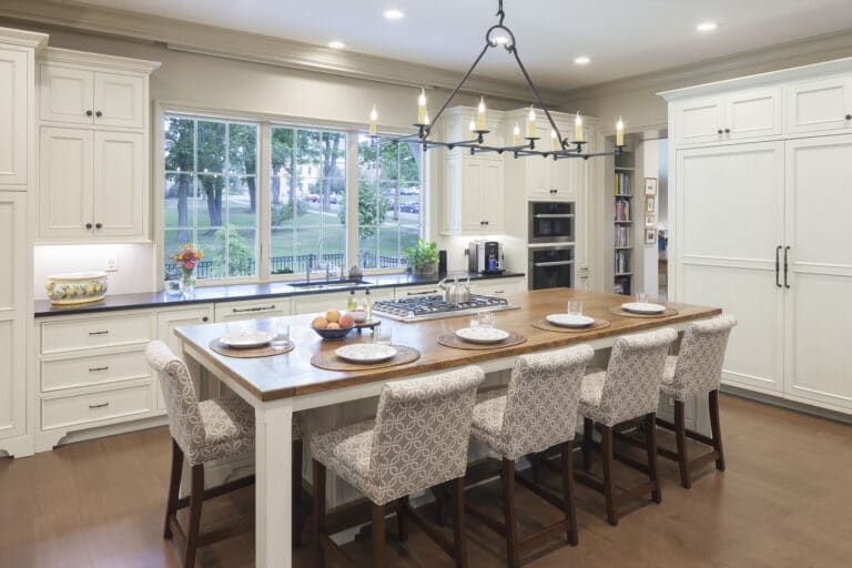 Traditional Kitchen Custom Cabinets Large Worktable Island