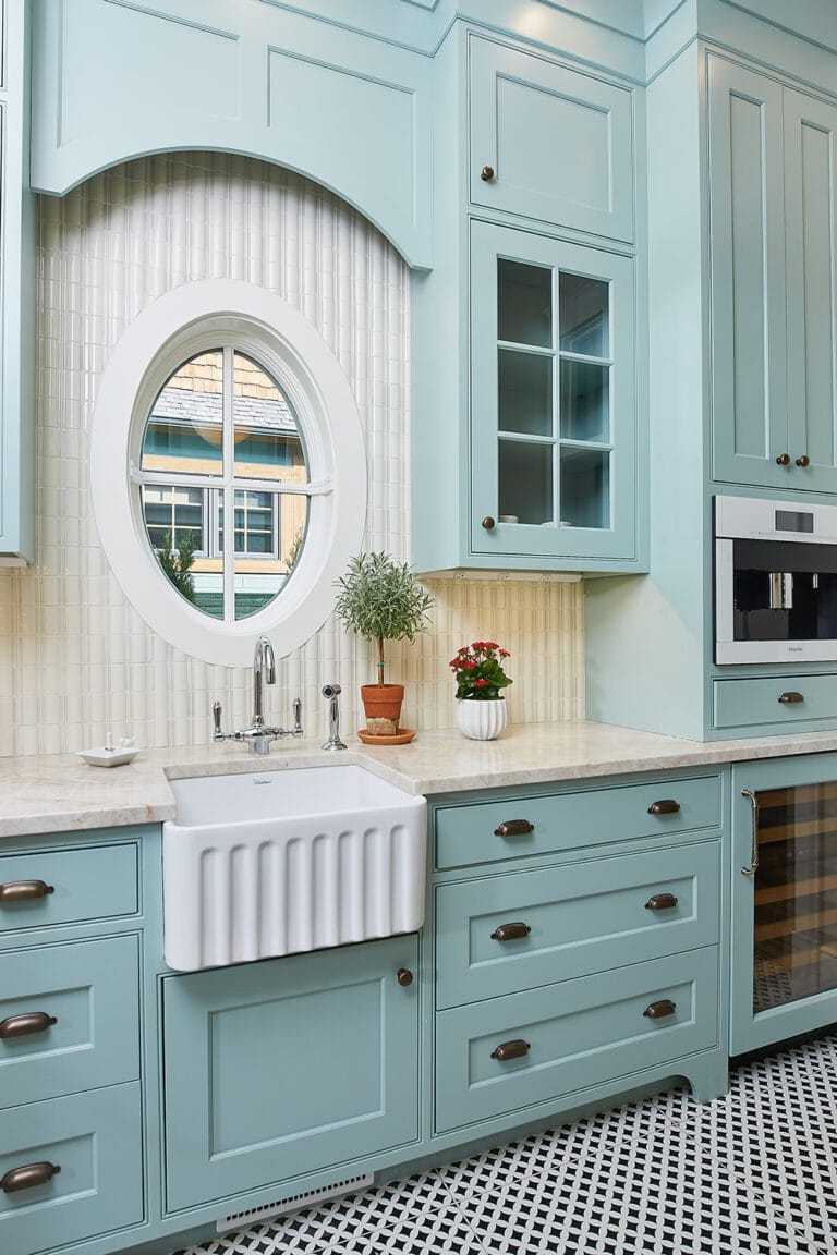 Traditional Light Blue Butlers Pantry Cabinets