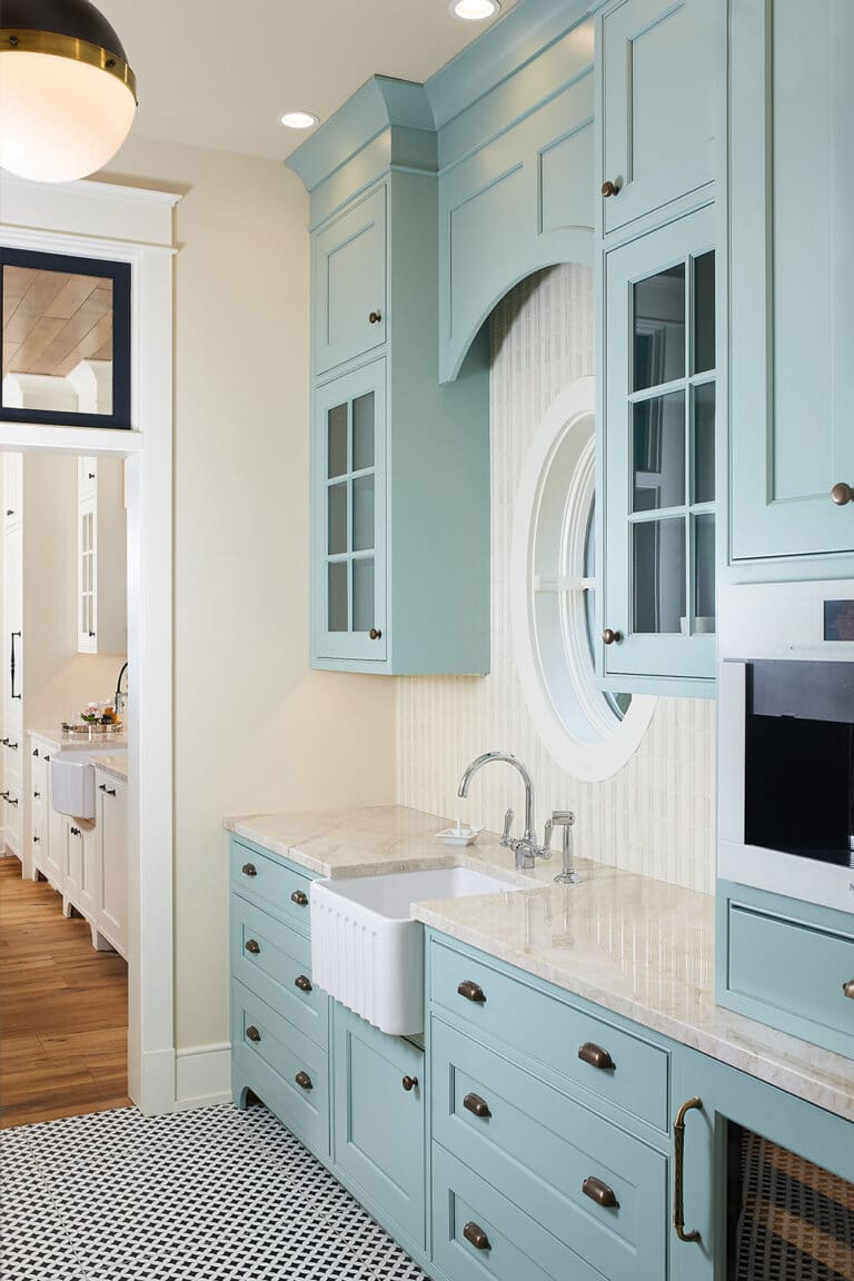 Traditional Light Blue Butlers Pantry Cabinets