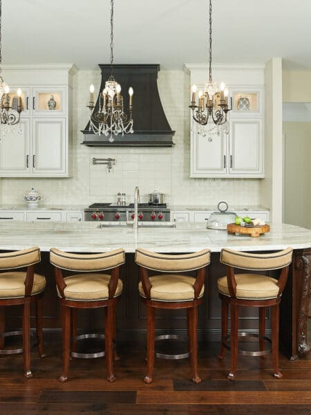 Traditional White Kitchen with Cherry Island Custom Cabinets 2