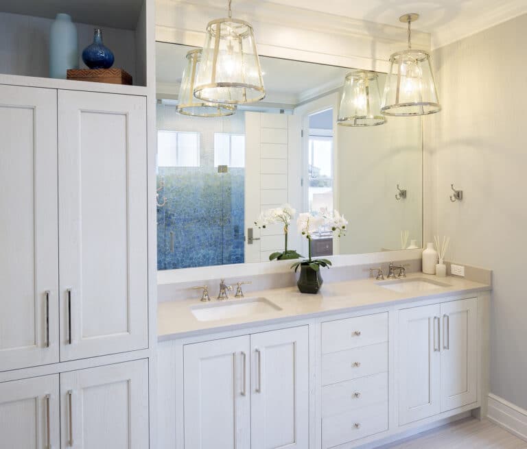White Custom Cabinets Master Bathroom