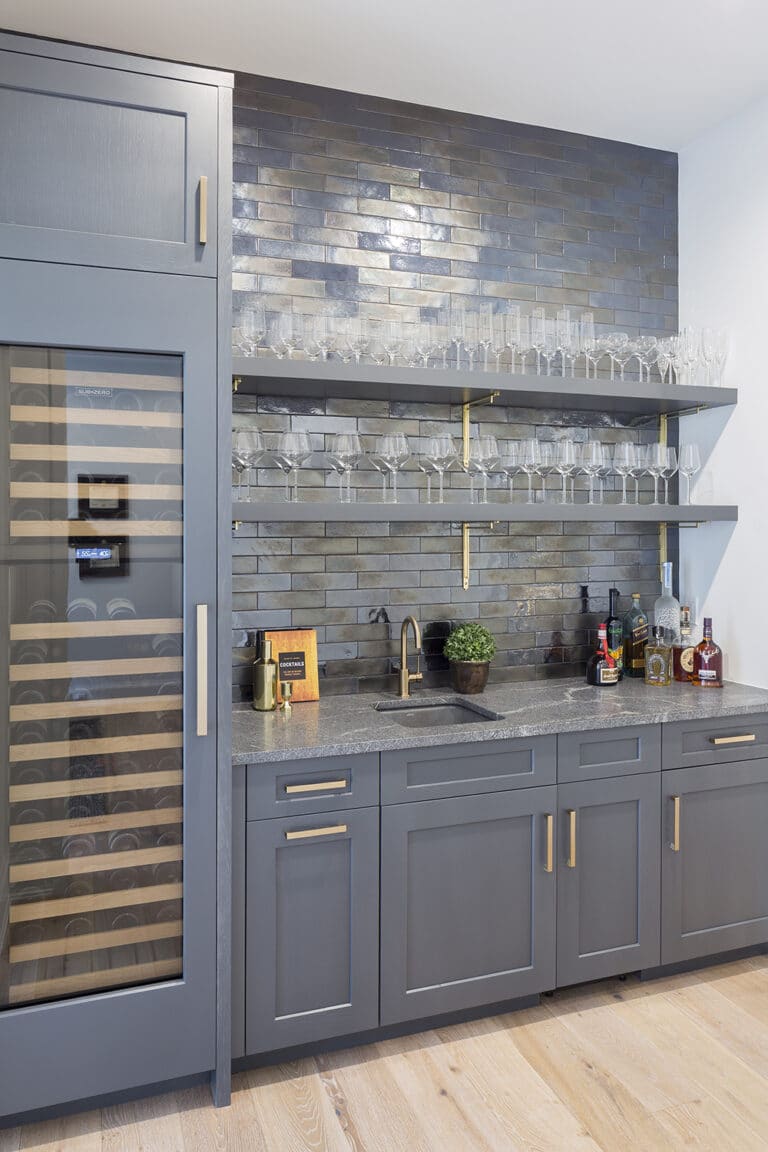 Contemporary Gray Gold Wet Bar