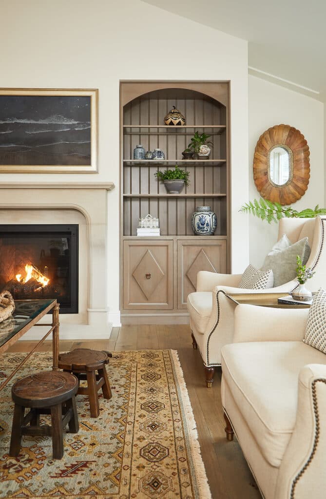 French Country Living Room Built-In Bookcase