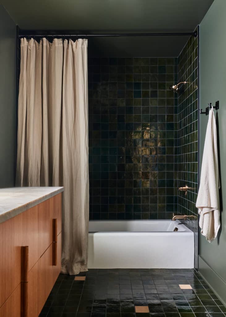 Organic Modern Boys Bathroom Green Tile