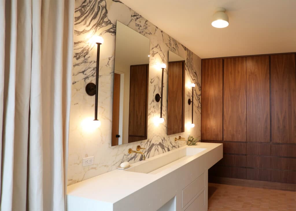 Organic Modern Bathroom Walnut Linen Cabinets