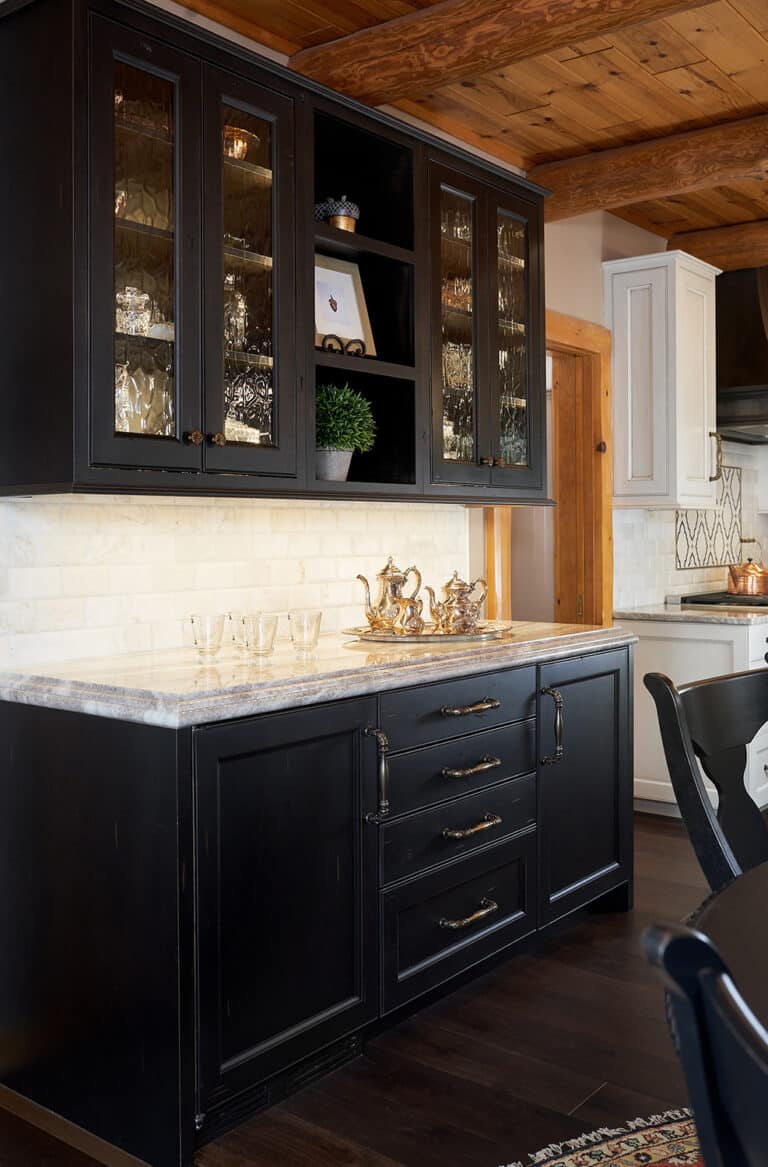 Log Cabin Kitchen Dining Black Bar Cabinets