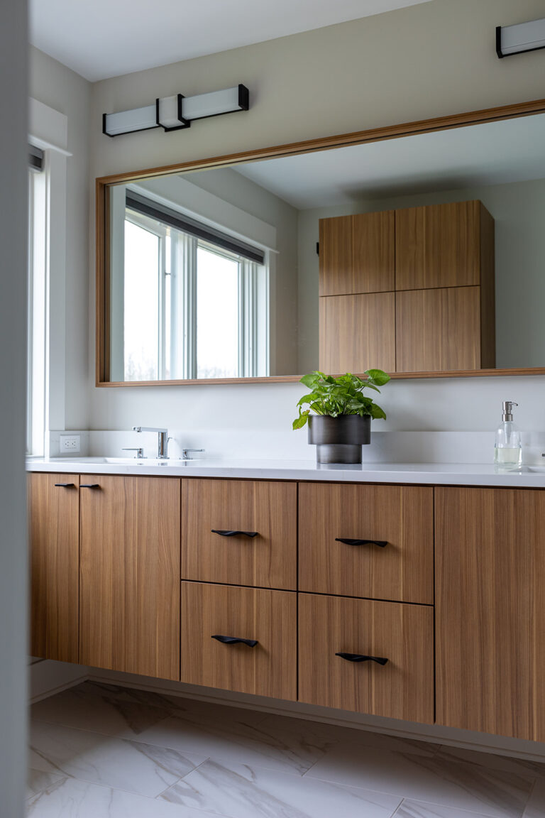 Contemporary Laminate Wood Look Slab Floating Bathroom Vanity