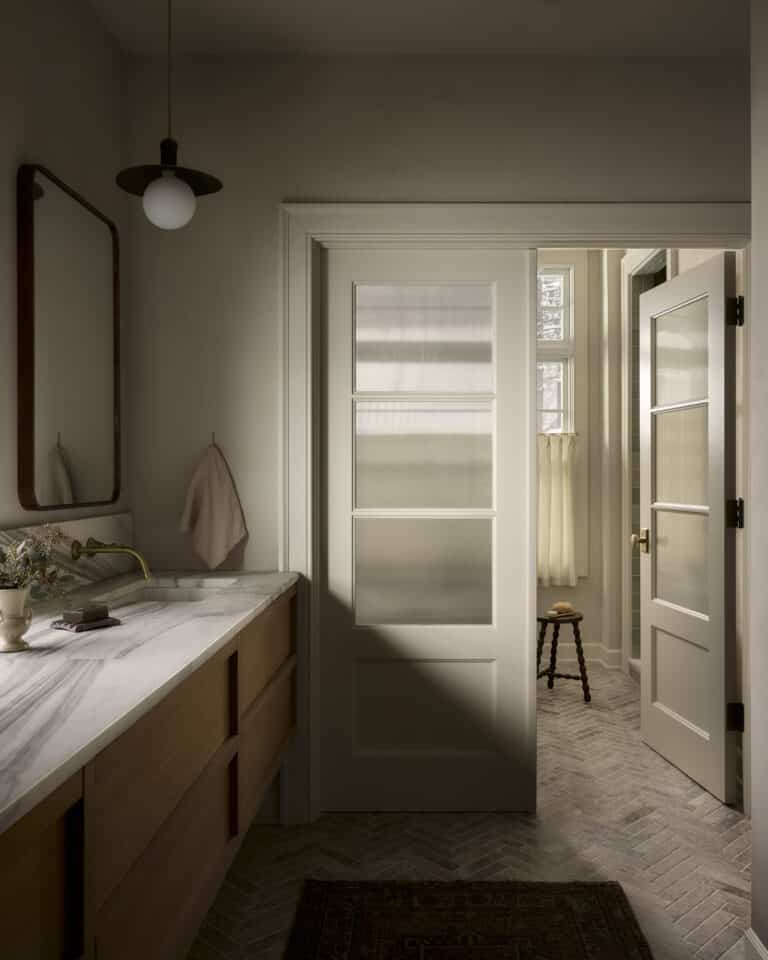 Earth Tone Contemporary Master Bathroom