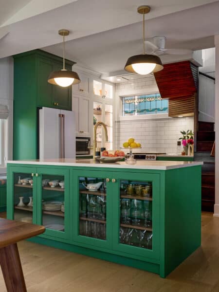 Gun Lake Kitchen Remodel Green Cabinets
