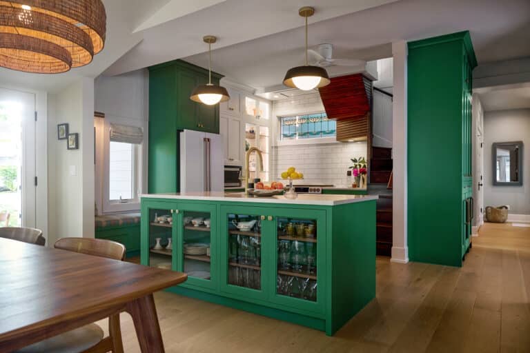 Gun Lake Kitchen Remodel Green Cabinets